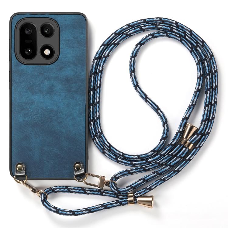 For OnePlus 15 Vintage Leather PC Back Cover Phone Case with Crossbody Strap