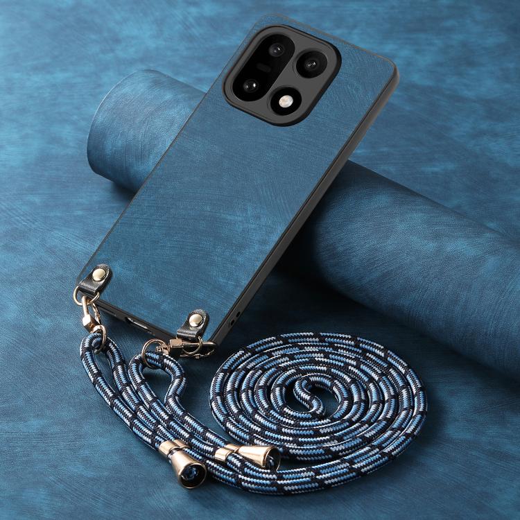 For OnePlus 15 Vintage Leather PC Back Cover Phone Case with Crossbody Strap