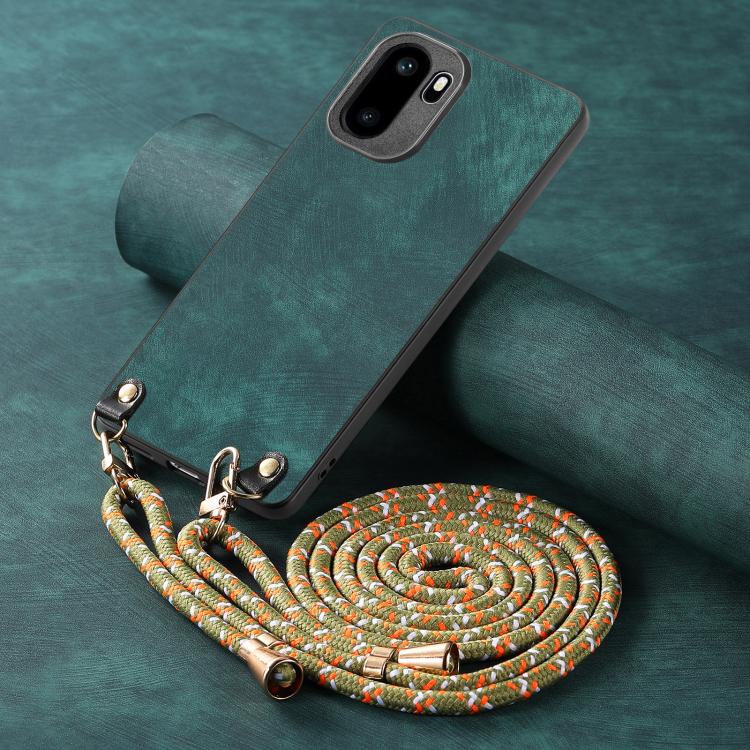 For OnePlus Ace 6 / 6T / 15R Vintage Leather PC Back Cover Phone Case with Crossbody Strap