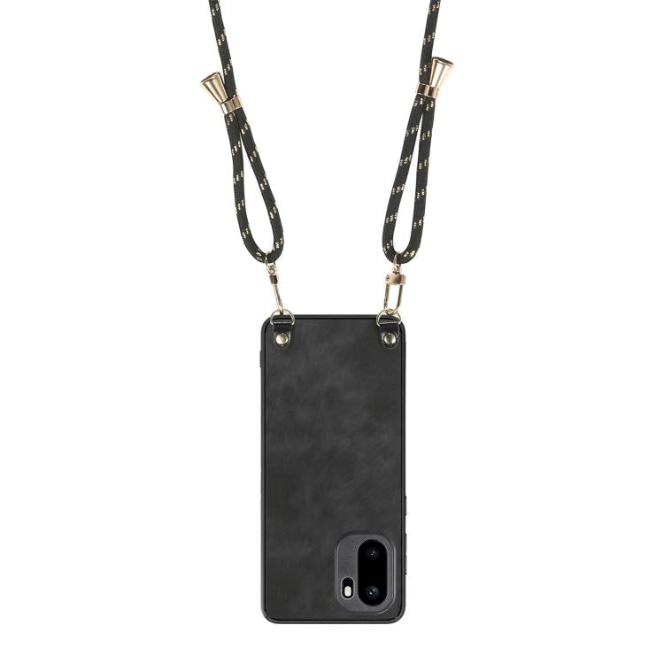 For OnePlus Ace 6 / 6T / 15R Vintage Leather PC Back Cover Phone Case with Crossbody Strap