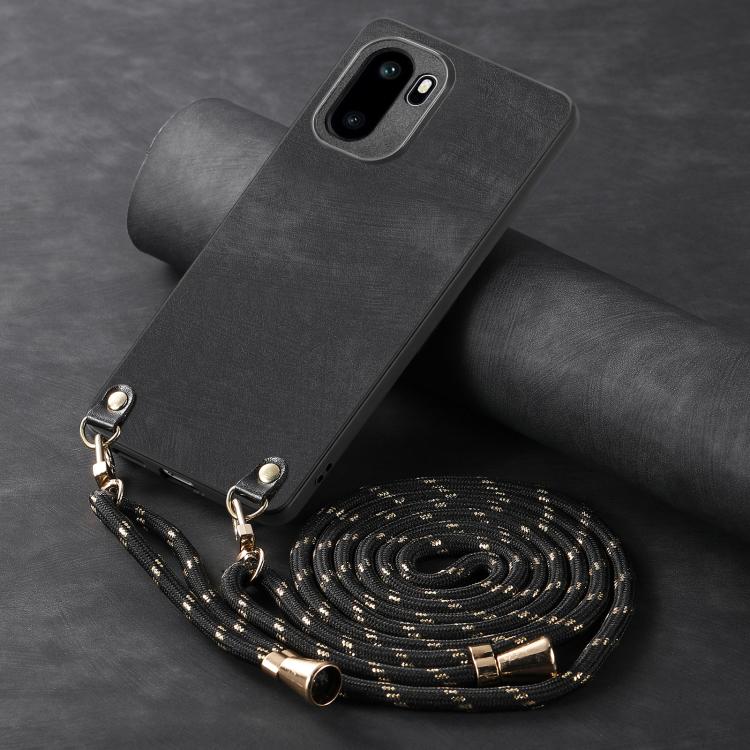 For OnePlus Ace 6 / 6T / 15R Vintage Leather PC Back Cover Phone Case with Crossbody Strap