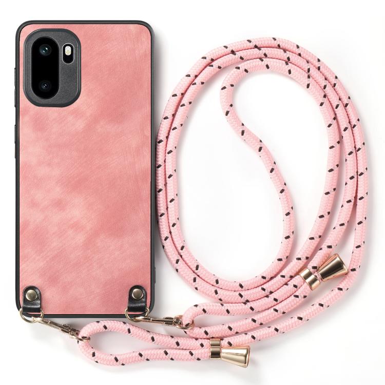For OnePlus Ace 6 / 6T / 15R Vintage Leather PC Back Cover Phone Case with Crossbody Strap