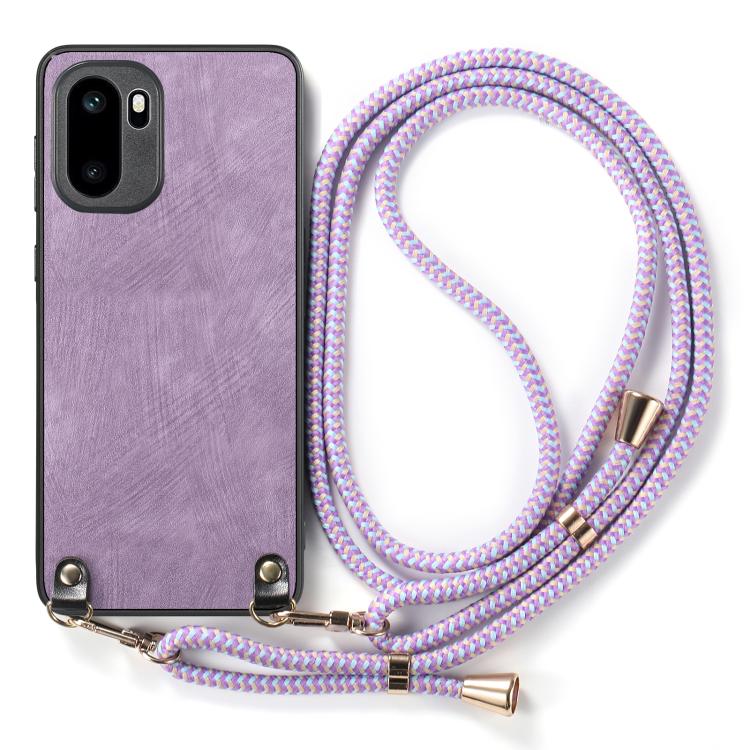 For OnePlus Ace 6 / 6T / 15R Vintage Leather PC Back Cover Phone Case with Crossbody Strap