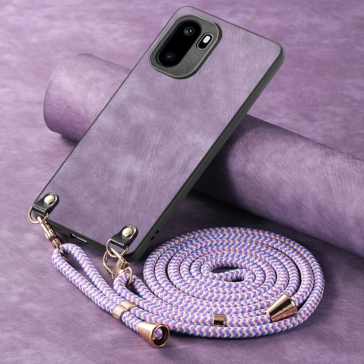 For OnePlus Ace 6 / 6T / 15R Vintage Leather PC Back Cover Phone Case with Crossbody Strap