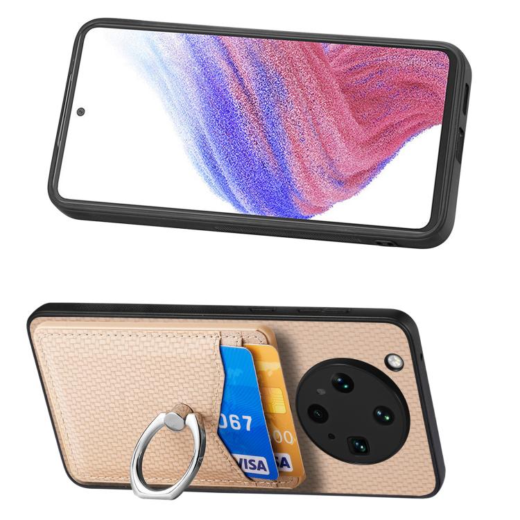 For OPPO Find X8 Ultra Carbon Fiber Card Wallet Ring Phone Case