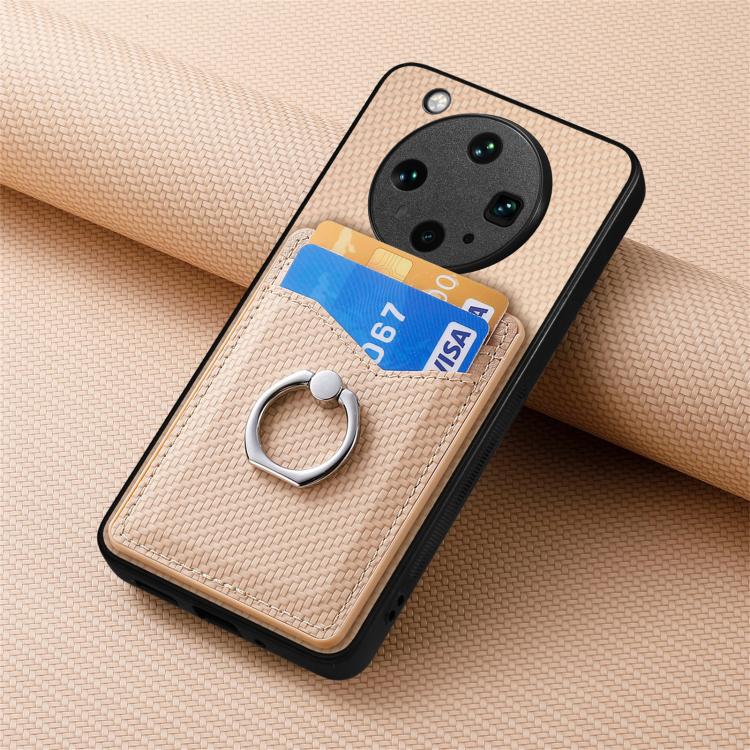For OPPO Find X8 Ultra Carbon Fiber Card Wallet Ring Phone Case