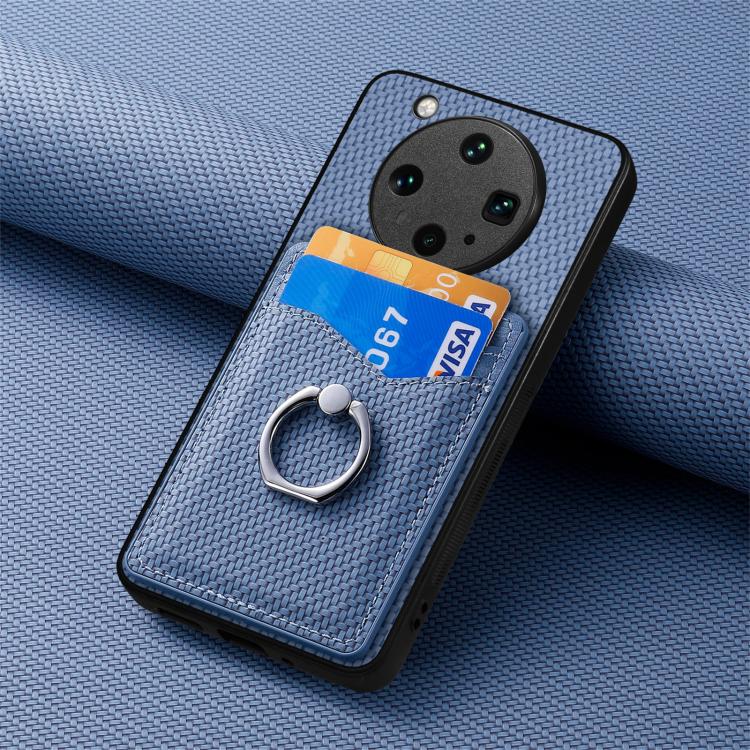 For OPPO Find X8 Ultra Carbon Fiber Card Wallet Ring Phone Case
