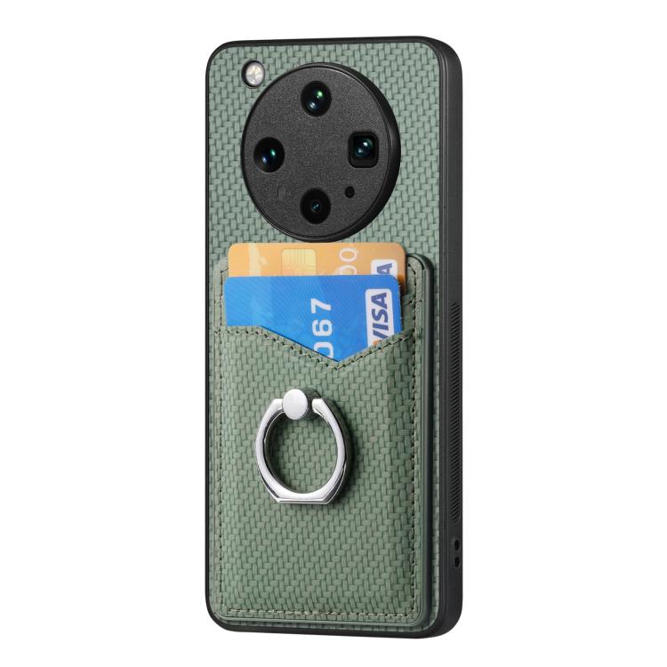 For OPPO Find X8 Ultra Carbon Fiber Card Wallet Ring Phone Case