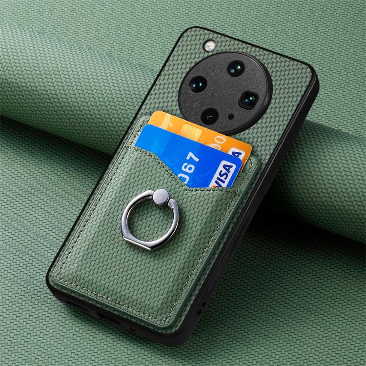 For OPPO Find X8 Ultra Carbon Fiber Card Wallet Ring Phone Case
