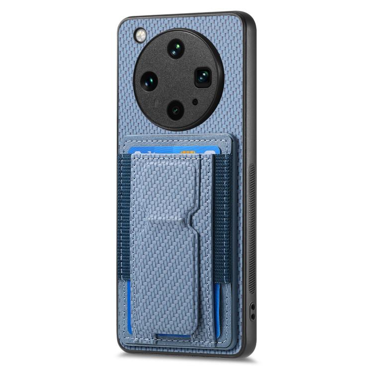 For OPPO Find X8 Ultra Carbon Fiber Fold Stand Elastic Card Bag Phone Case