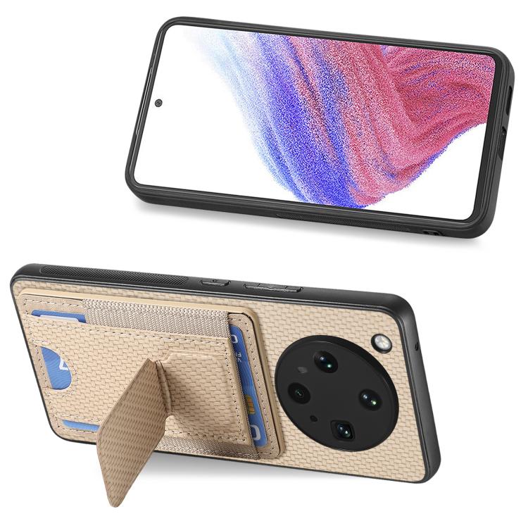 For OPPO Find X8 Ultra Carbon Fiber Fold Stand Elastic Card Bag Phone Case