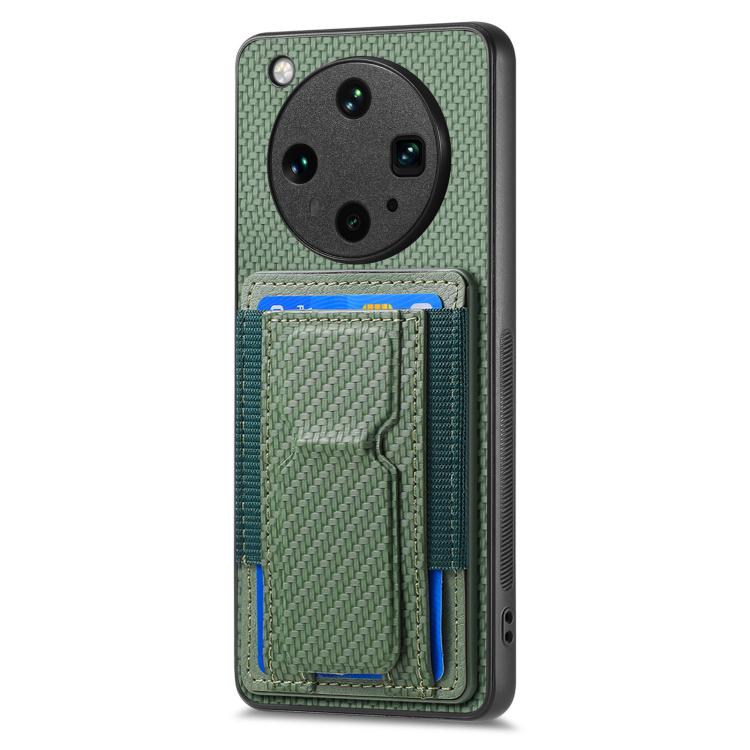 For OPPO Find X8 Ultra Carbon Fiber Fold Stand Elastic Card Bag Phone Case