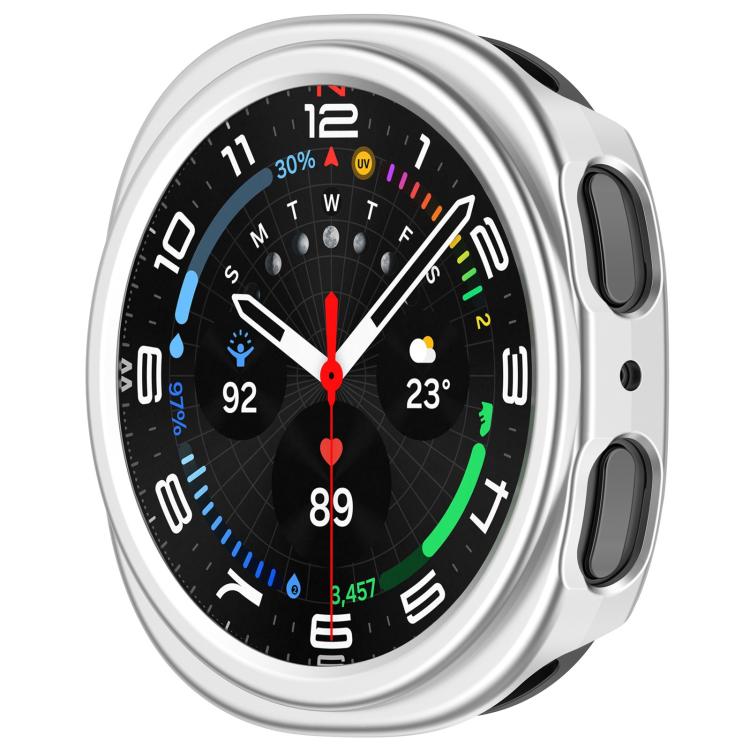 For Samsung Galaxy Watch 8 44mm Half Coverage Hollow PC Watch Cover - Silver
