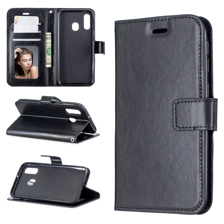 Crazy Horse Texture Horizontal Flip Leather Case with Holder & Card Slots & Wallet & Photo Frame for Galaxy A20E