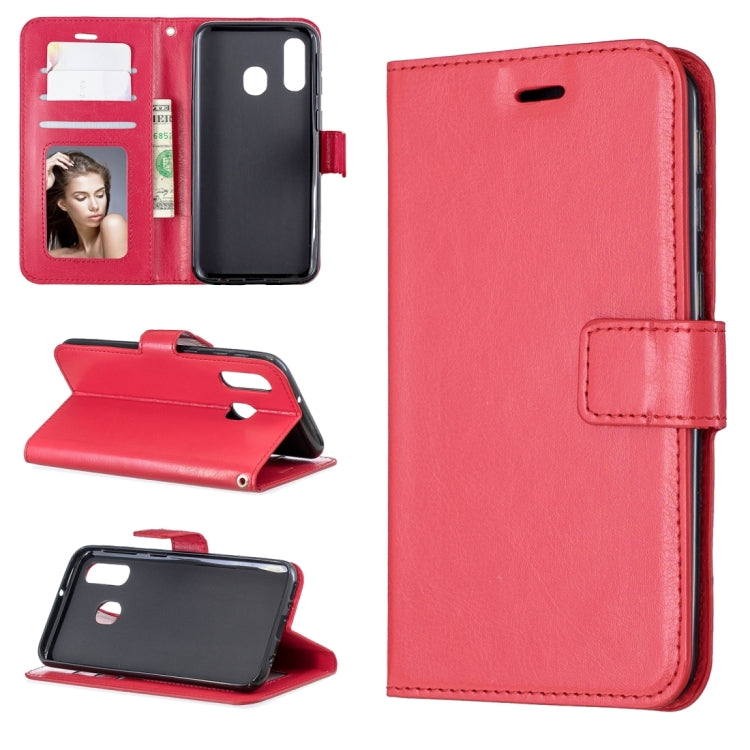 Crazy Horse Texture Horizontal Flip Leather Case with Holder & Card Slots & Wallet & Photo Frame for Galaxy A20E