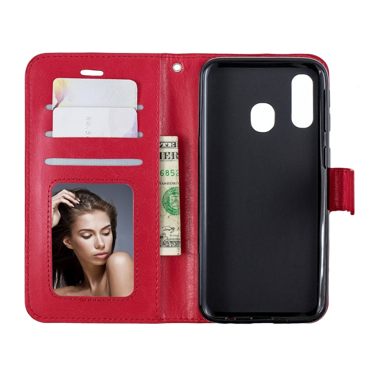 Crazy Horse Texture Horizontal Flip Leather Case with Holder & Card Slots & Wallet & Photo Frame for Galaxy A20E