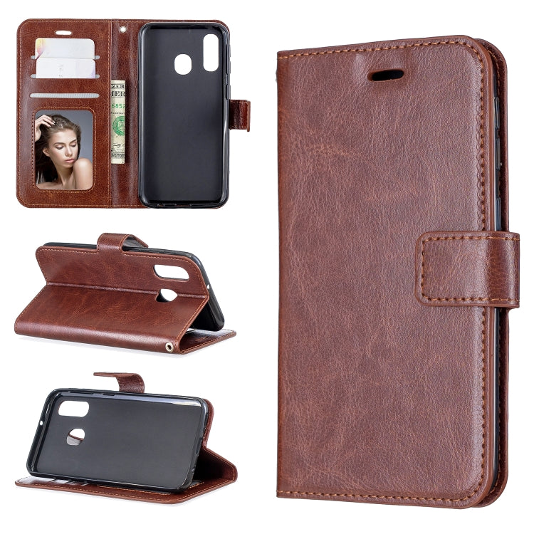 Crazy Horse Texture Horizontal Flip Leather Case with Holder & Card Slots & Wallet & Photo Frame for Galaxy A20E