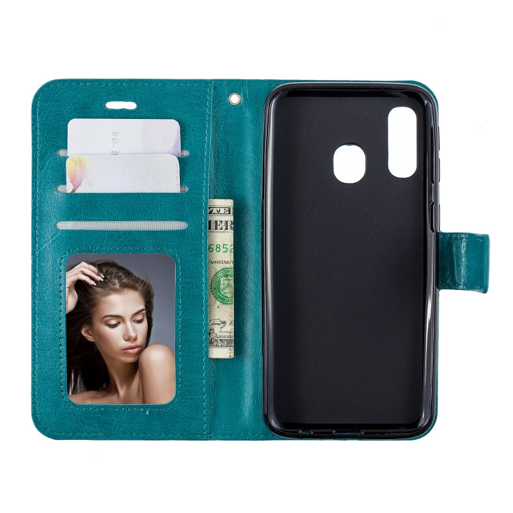 Crazy Horse Texture Horizontal Flip Leather Case with Holder & Card Slots & Wallet & Photo Frame for Galaxy A20E