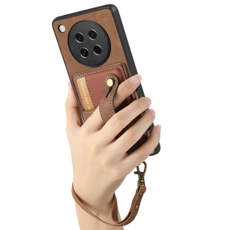 For OPPO Find X8s Retro Cross Wristband Wallet Leather Back Phone Case