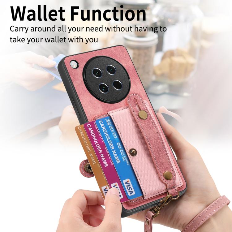 For OPPO Find X8s Retro Cross Wristband Wallet Leather Back Phone Case