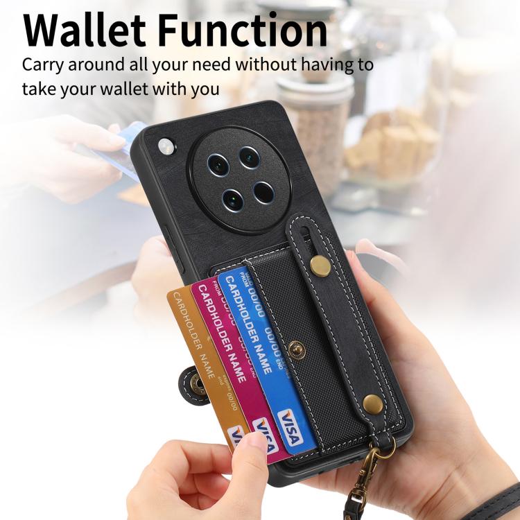 For OPPO Find X8s Retro Cross Wristband Wallet Leather Back Phone Case