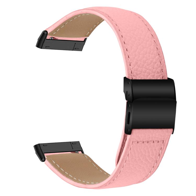 For Fitbit Versa 3 / 4 Lychee Texture Black Turtle Back Buckle Leather Watch Band