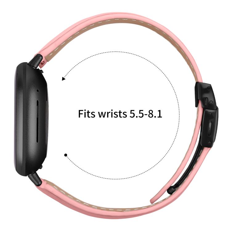 For Fitbit Versa 3 / 4 Lychee Texture Black Turtle Back Buckle Leather Watch Band
