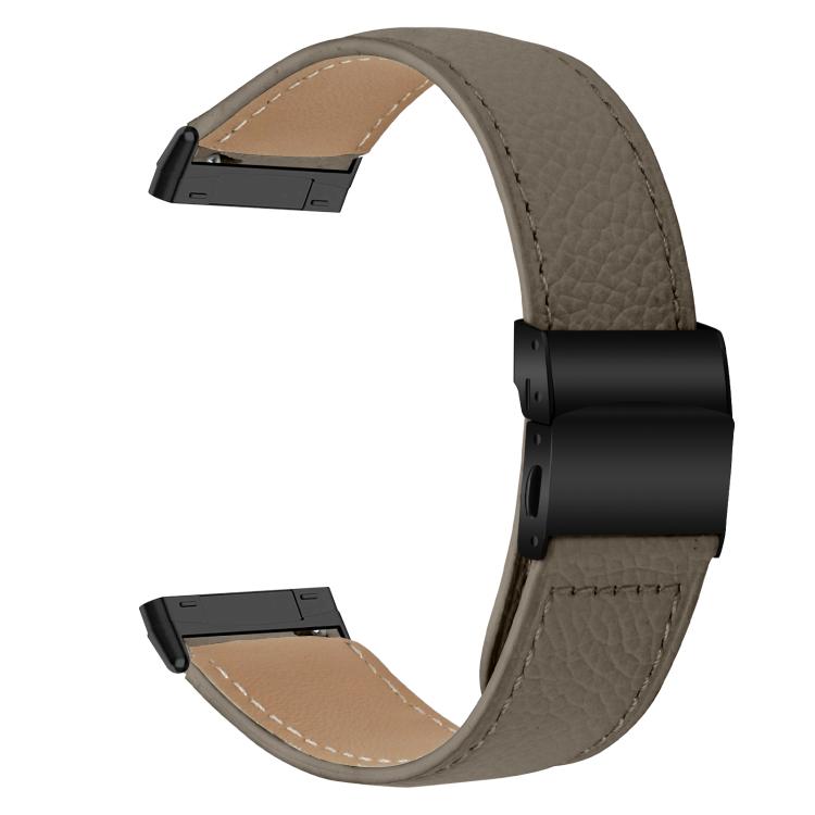 For Fitbit Versa 3 / 4 Lychee Texture Black Turtle Back Buckle Leather Watch Band