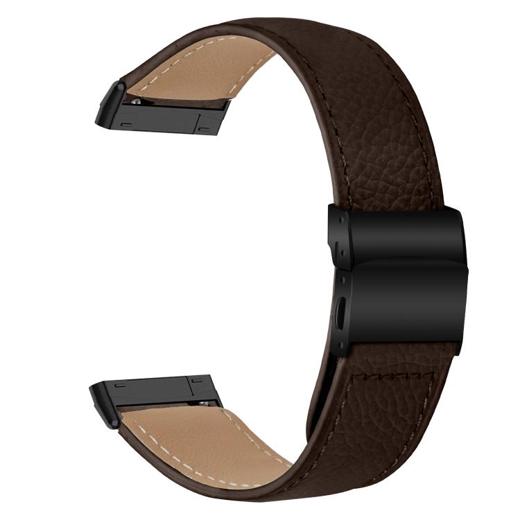 For Fitbit Versa 3 / 4 Lychee Texture Black Turtle Back Buckle Leather Watch Band
