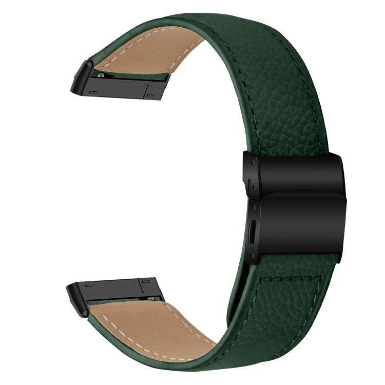 For Fitbit Versa 3 / 4 Lychee Texture Black Turtle Back Buckle Leather Watch Band