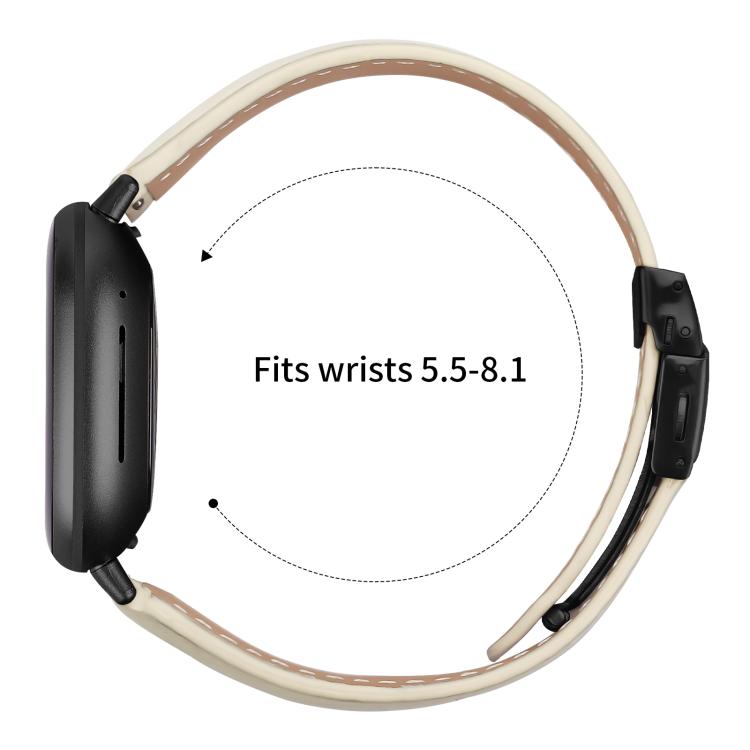 For Fitbit Versa 3 / 4 Lychee Texture Black Turtle Back Buckle Leather Watch Band