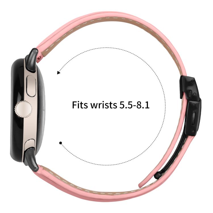 For Google Pixel Watch 4 / 3 / 2 / 1 41mm Lychee Texture Black Turtle Back Buckle Leather Watch Band