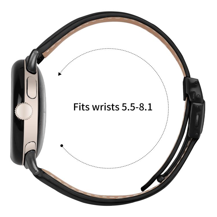 For Google Pixel Watch 4 / 3 / 2 / 1 41mm Lychee Texture Black Turtle Back Buckle Leather Watch Band