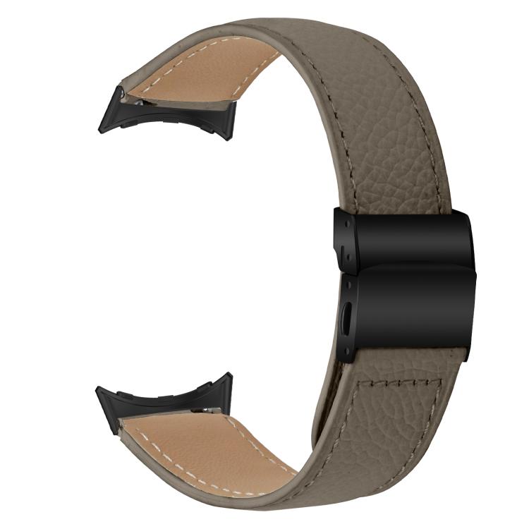 For Google Pixel Watch 4 / 3 / 2 / 1 41mm Lychee Texture Black Turtle Back Buckle Leather Watch Band