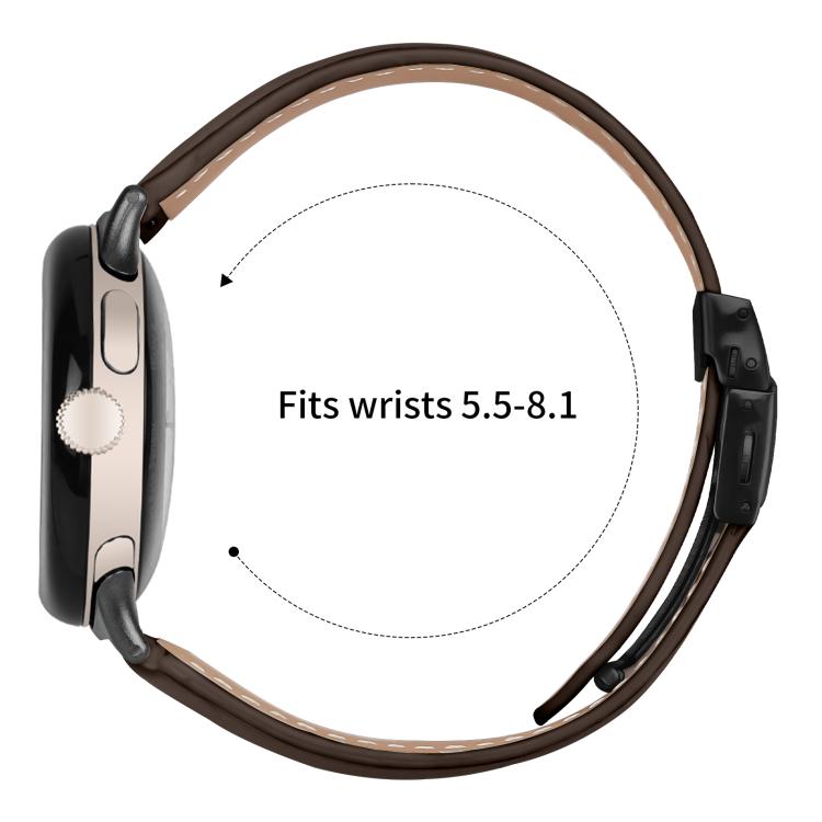 For Google Pixel Watch 4 / 3 / 2 / 1 41mm Lychee Texture Black Turtle Back Buckle Leather Watch Band