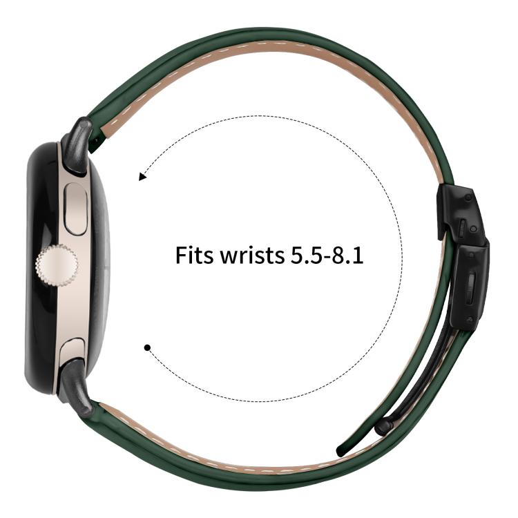 For Google Pixel Watch 4 / 3 / 2 / 1 41mm Lychee Texture Black Turtle Back Buckle Leather Watch Band