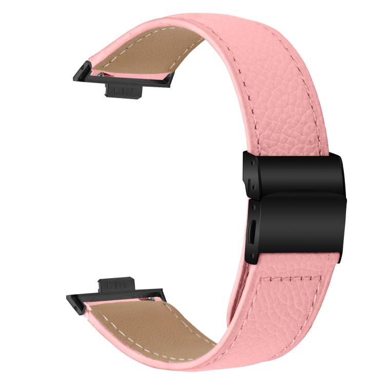 For Huawei Watch Fit 5 / Fit 5 Pro / Fit 4 Lychee Texture Black Turtle Back Buckle Leather Watch Band