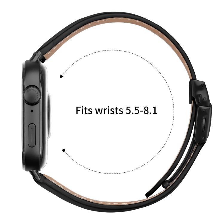 For Huawei Watch Fit 5 / Fit 5 Pro / Fit 4 Lychee Texture Black Turtle Back Buckle Leather Watch Band