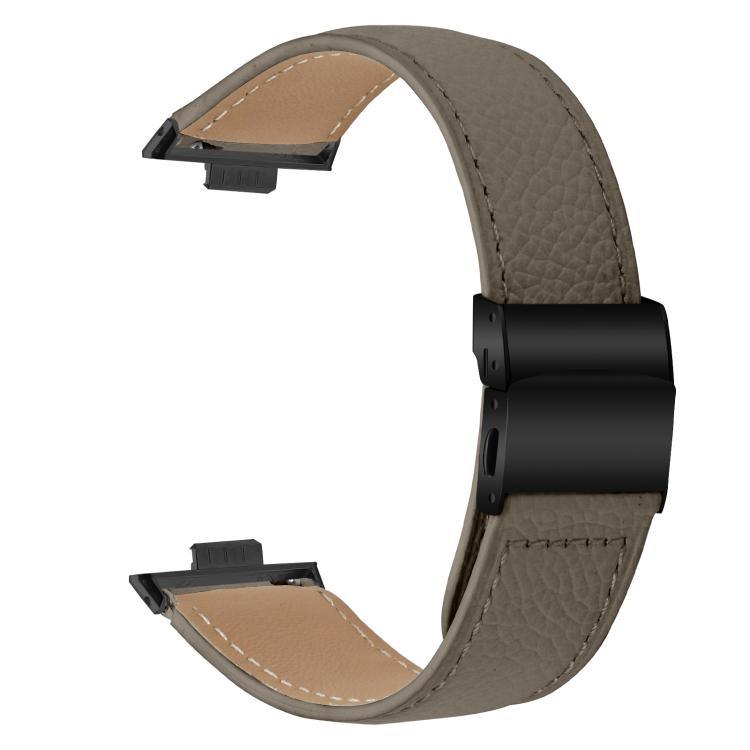 For Huawei Watch Fit 5 / Fit 5 Pro / Fit 4 Lychee Texture Black Turtle Back Buckle Leather Watch Band