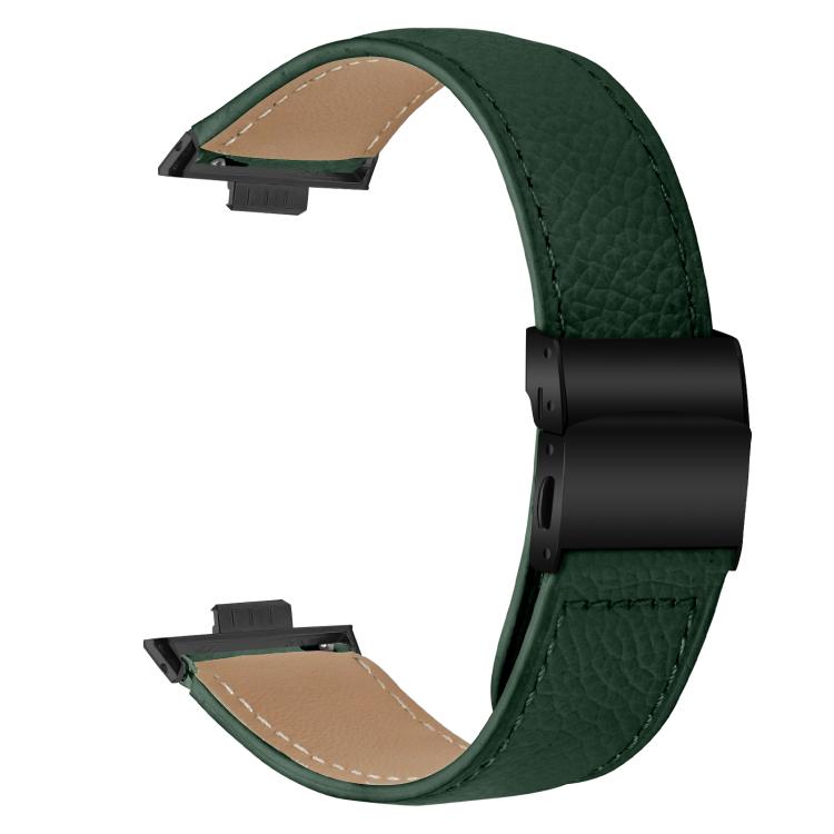 For Huawei Watch Fit 5 / Fit 5 Pro / Fit 4 Lychee Texture Black Turtle Back Buckle Leather Watch Band