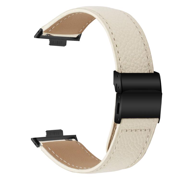 For Huawei Watch Fit 5 / Fit 5 Pro / Fit 4 Lychee Texture Black Turtle Back Buckle Leather Watch Band