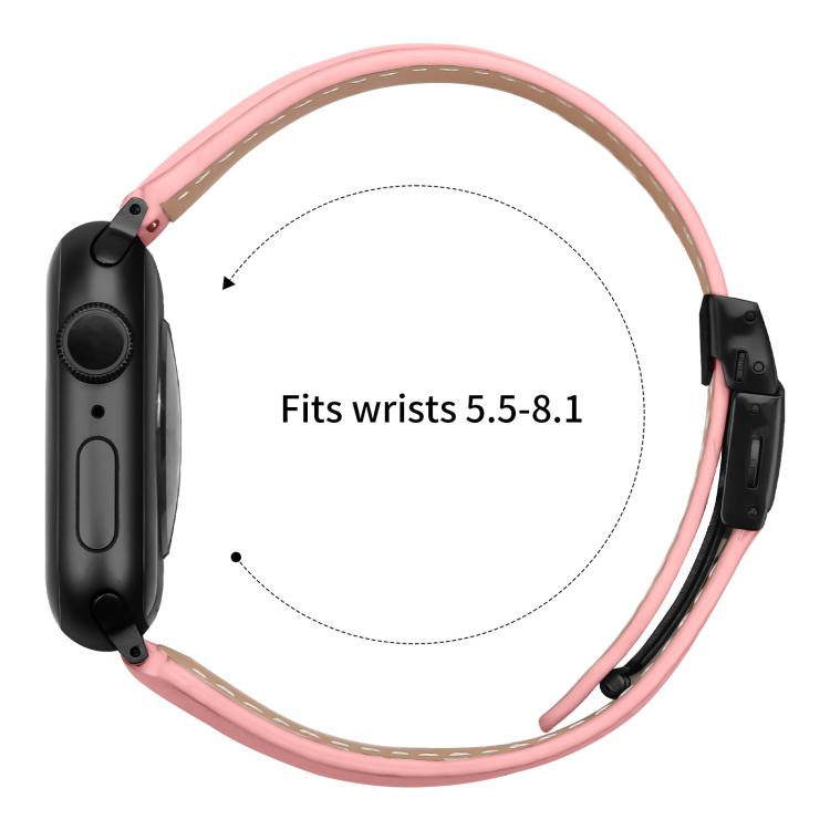 For Apple Watch 42mm / 41mm / 40mm / 38mm Lychee Texture Black Turtle Back Buckle Leather Watch Band
