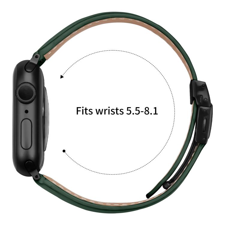 For Apple Watch 42mm / 41mm / 40mm / 38mm Lychee Texture Black Turtle Back Buckle Leather Watch Band