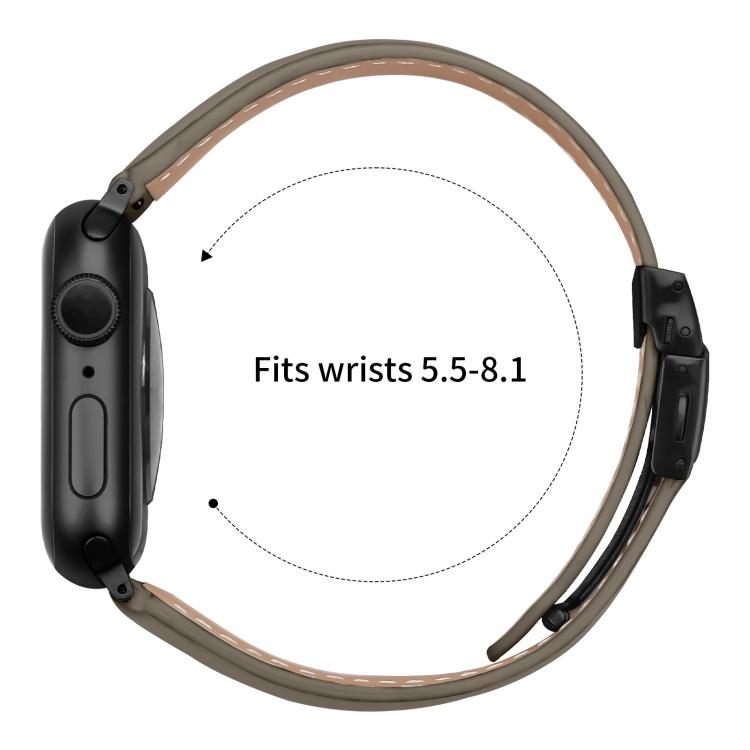 For Apple Watch 46mm / 49mm / 45mm / 44mm Lychee Texture Black Turtle Back Buckle Leather Watch Band