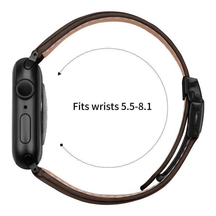 For Apple Watch 46mm / 49mm / 45mm / 44mm Lychee Texture Black Turtle Back Buckle Leather Watch Band