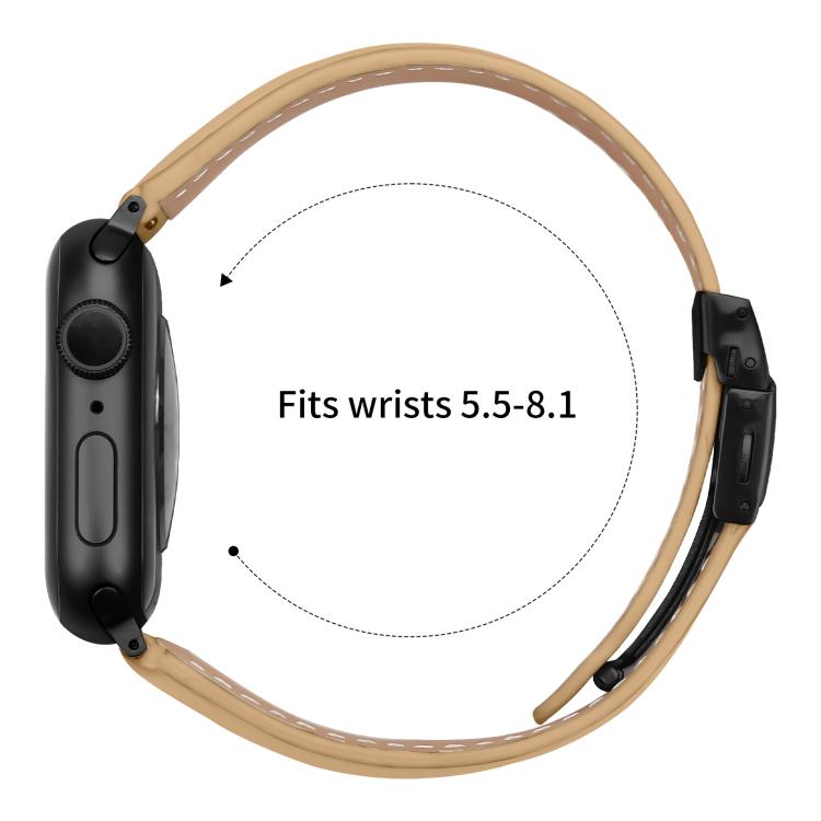 For Apple Watch 46mm / 49mm / 45mm / 44mm Lychee Texture Black Turtle Back Buckle Leather Watch Band