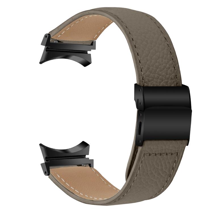 For Samsung Galaxy Watch 7 40 / 44mm Lychee Texture Black Turtle Back Buckle Leather Watch Band