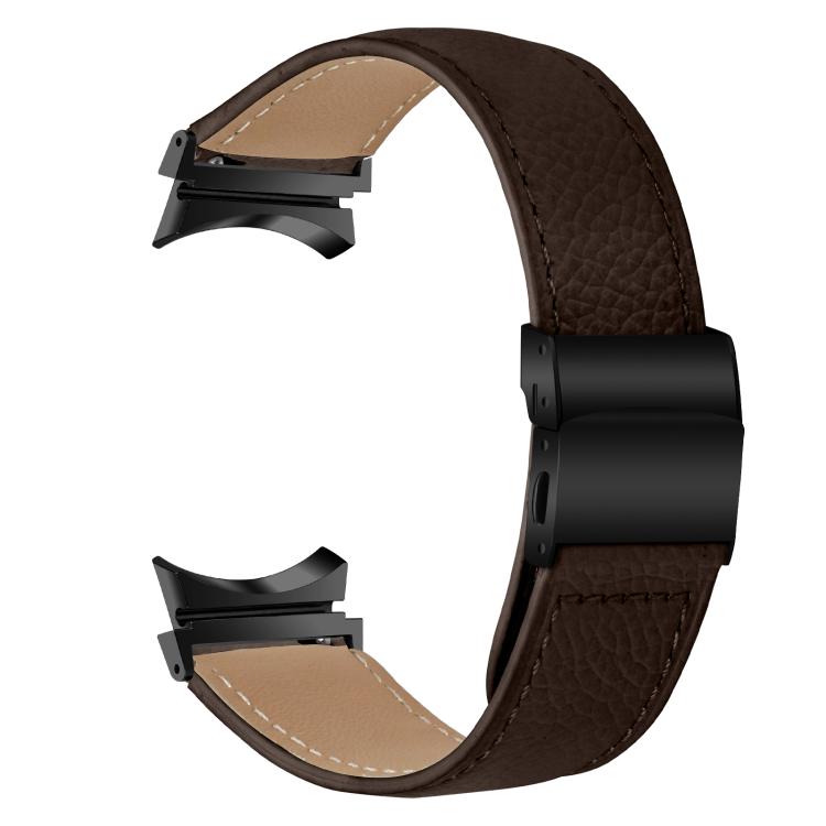 For Samsung Galaxy Watch 7 40 / 44mm Lychee Texture Black Turtle Back Buckle Leather Watch Band
