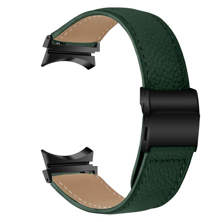 For Samsung Galaxy Watch 7 40 / 44mm Lychee Texture Black Turtle Back Buckle Leather Watch Band