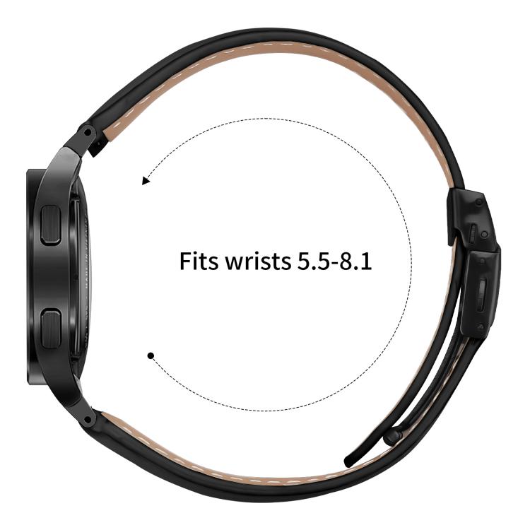For Samsung Galaxy Watch 7 40 / 44mm Quick Release Lychee Texture Black Turtle Back Buckle Leather Watch Band